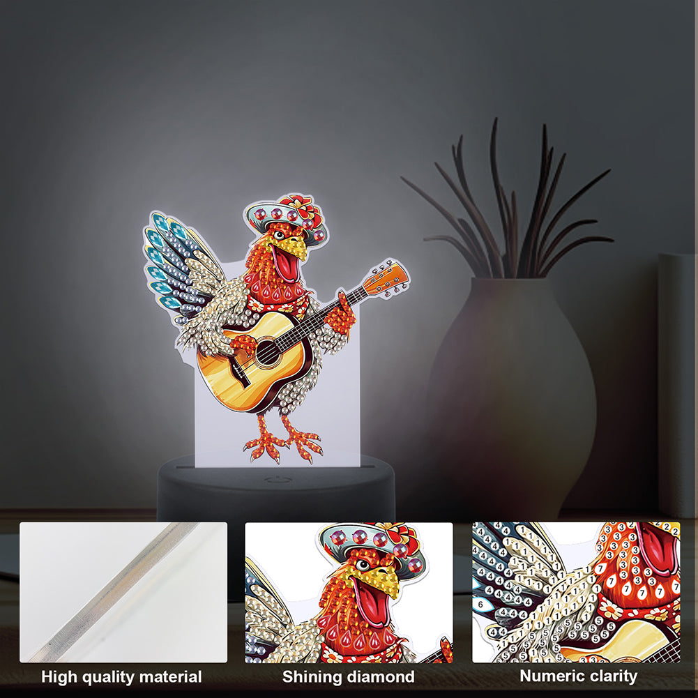 Animal Diamond Painting LED Lamp Diamond Painting Night Light (Funny Chicken)