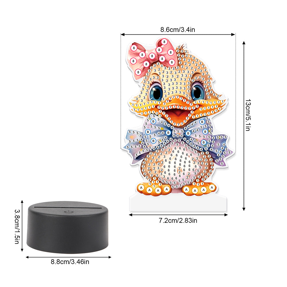 Cute Animal Diamond Painting LED Lamp Diamond Painting Night Light (Duck)