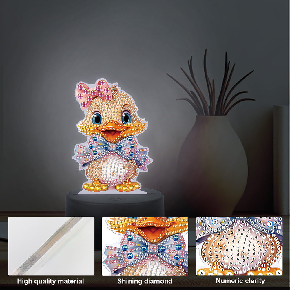 Cute Animal Diamond Painting LED Lamp Diamond Painting Night Light (Duck)