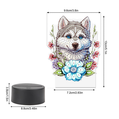 Cute Animal Diamond Painting LED Lamp Diamond Painting Night Light (Wolf)