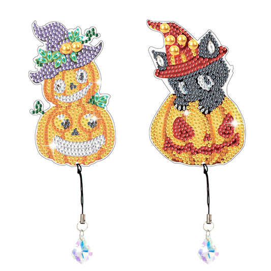 2Pcs Special Shape Pumpkin 5D DIY Diamond Painting Bookmark for Reading Day Gift