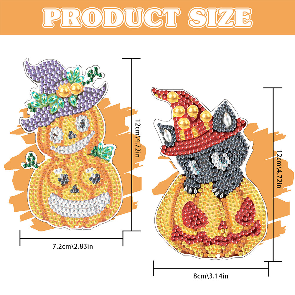 2Pcs Special Shape Pumpkin 5D DIY Diamond Painting Bookmark for Reading Day Gift