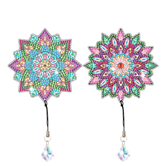 2Pcs Special Shape Colorful Mandala Diamond Painting Bookmark Art Projects
