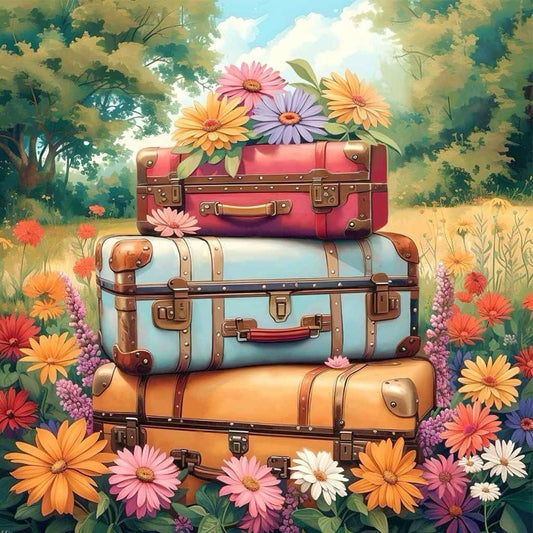 Flowers And Suitcases - Full Round Drill Diamond Painting 40*40CM