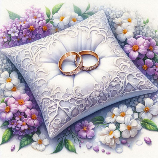 Flowers And Rings - Full Round Drill Diamond Painting 40*40CM