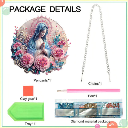 Acrylic Mother Mary 5D DIY Diamond Painting Dots Pendant for Garden Window Decor