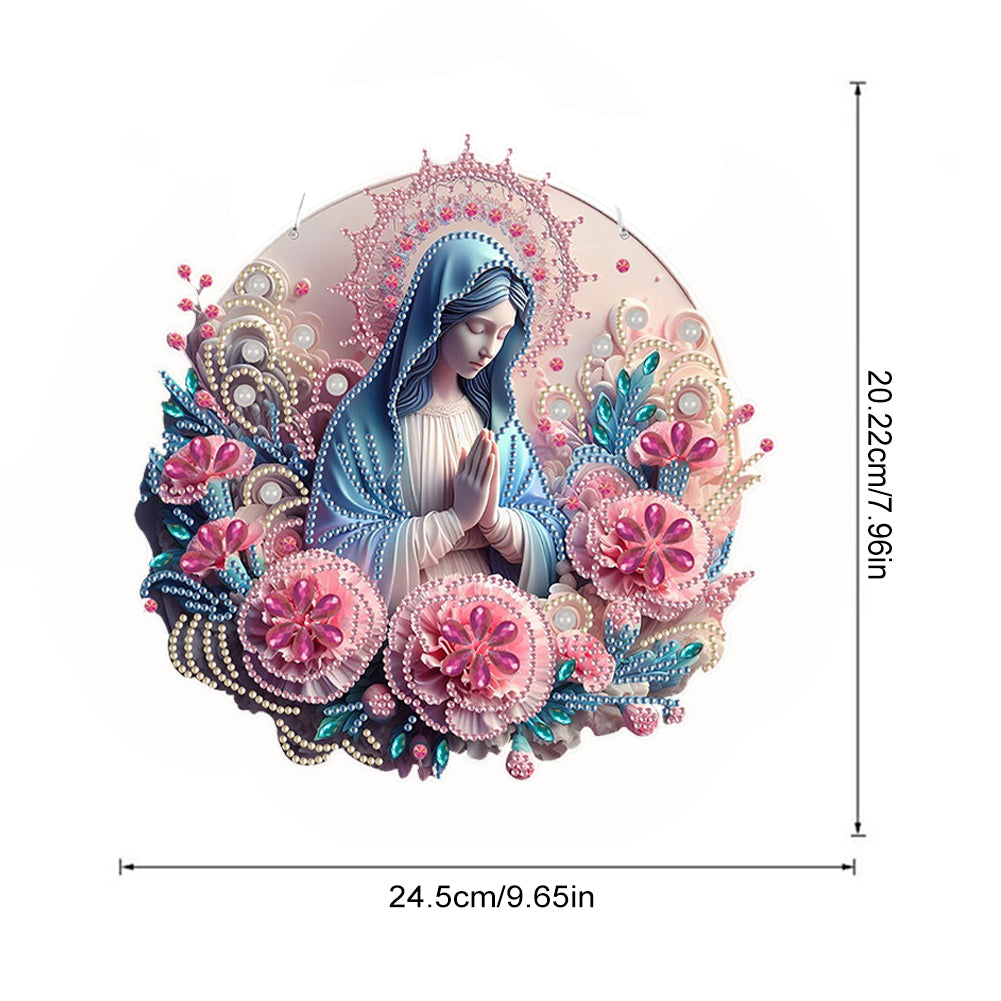 Acrylic Mother Mary 5D DIY Diamond Painting Dots Pendant for Garden Window Decor