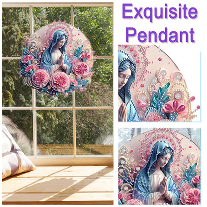 Acrylic Mother Mary 5D DIY Diamond Painting Dots Pendant for Garden Window Decor