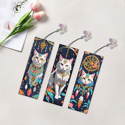 3Pcs Special Shape Dream Catcher Cat DIY Diamond Painting Bookmarks Kits