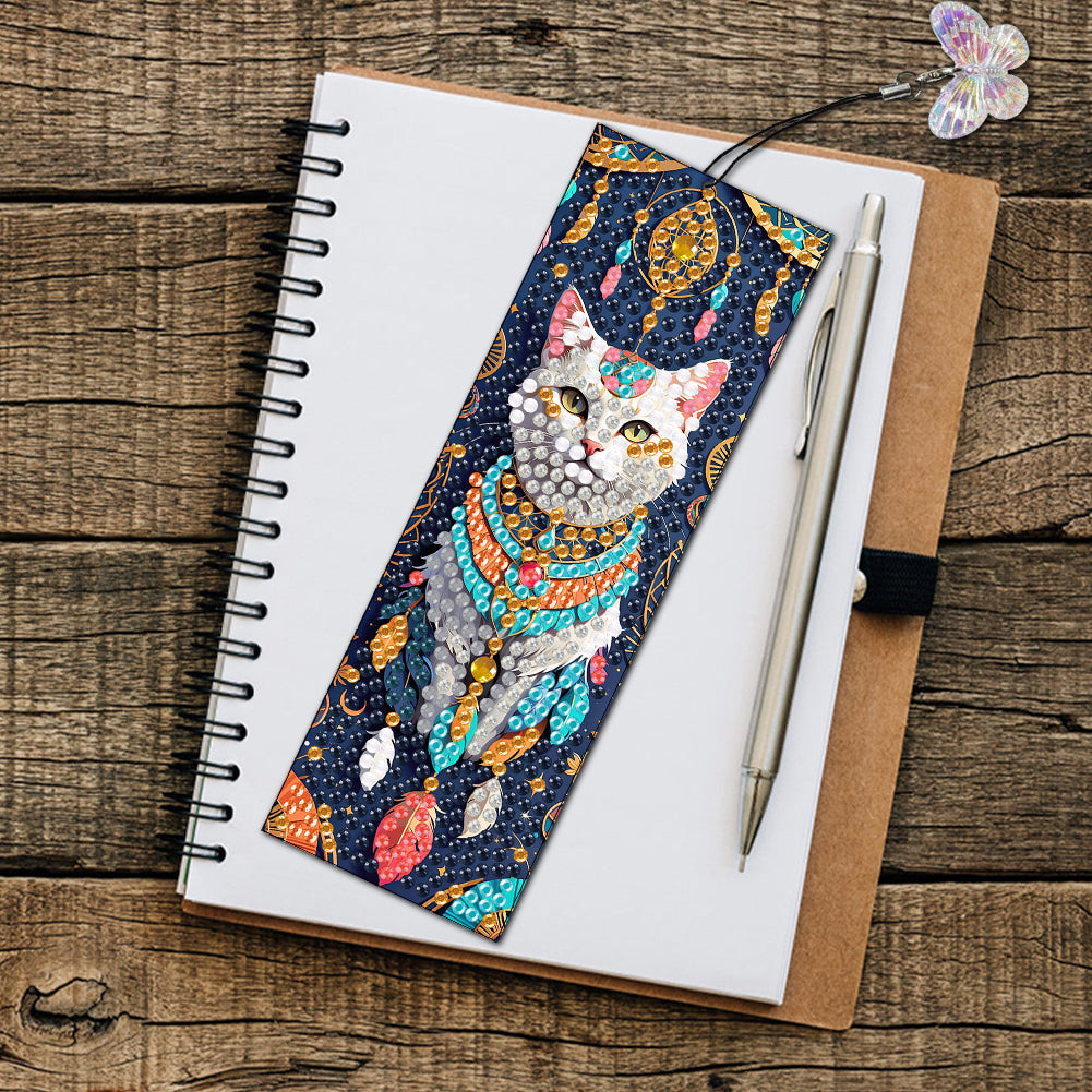 3Pcs Special Shape Dream Catcher Cat DIY Diamond Painting Bookmarks Kits