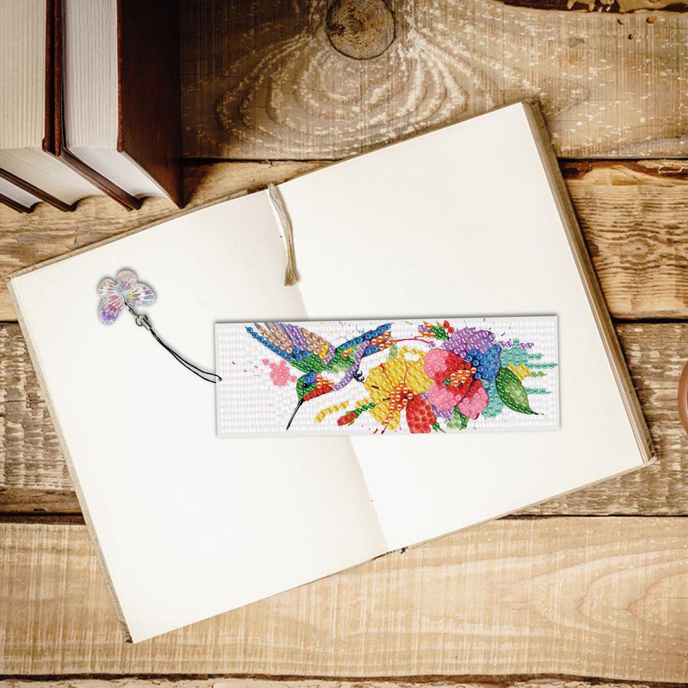 3Pcs Special Shape Hummingbird Flower DIY Diamond Painting Bookmarks Kits