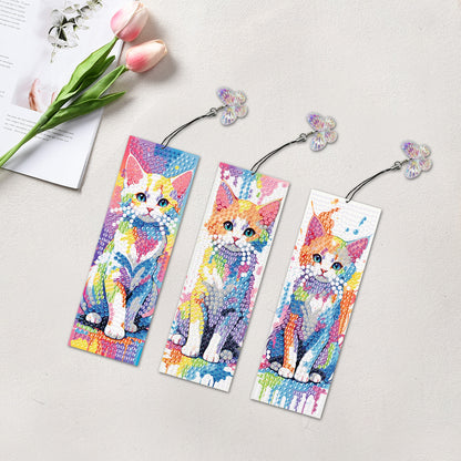 3Pcs Special Shape Cat DIY Diamond Painting Bookmarks Kits for Bookworms