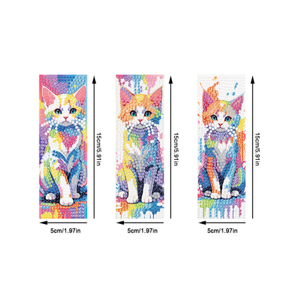 3Pcs Special Shape Cat DIY Diamond Painting Bookmarks Kits for Bookworms