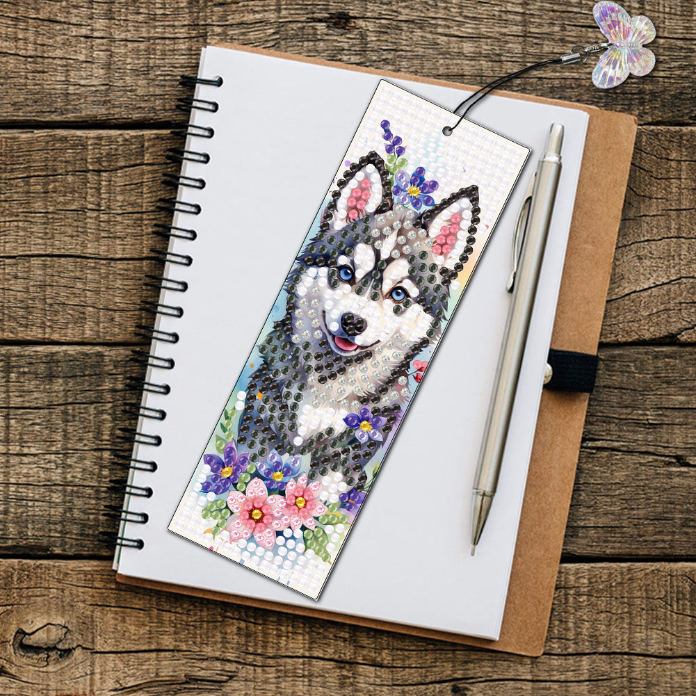 3Pcs Special Shape Dog Flower DIY Diamond Painting Bookmarks Kits for Bookworms