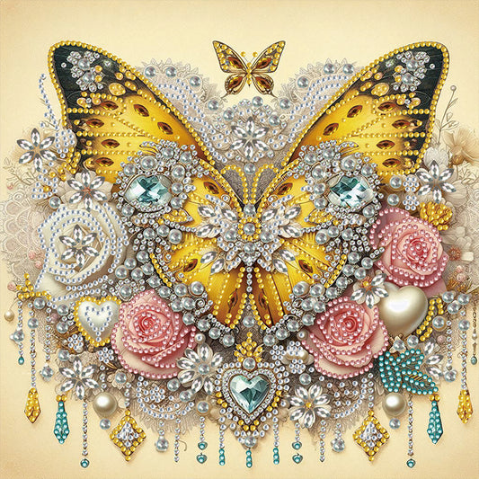 Butterfly And Flower - Special Shaped Drill Diamond Painting 30*30CM
