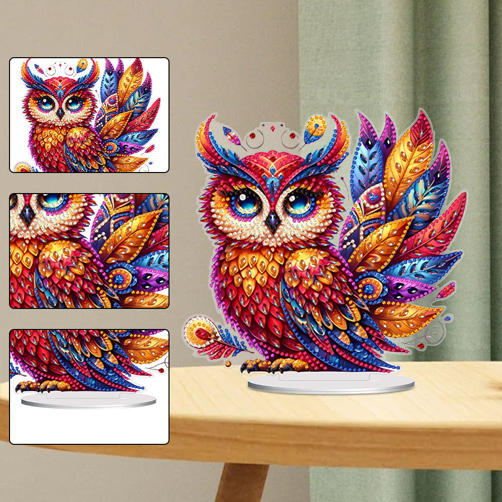 Acrylic Owl Table Top Diamond Painting Ornament Kits Desktop Diamond Art Kits