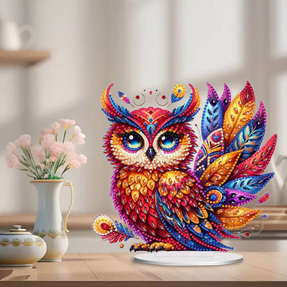 Acrylic Owl Table Top Diamond Painting Ornament Kits Desktop Diamond Art Kits