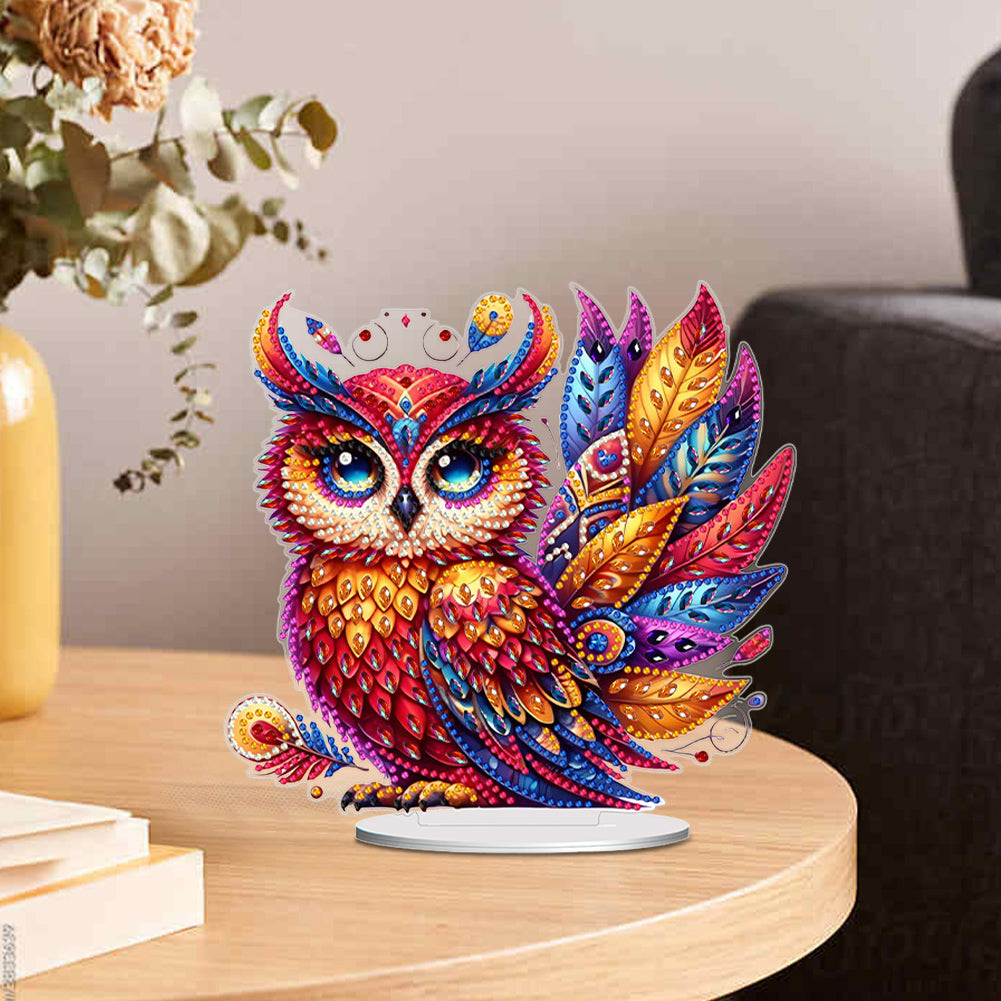 Acrylic Owl Table Top Diamond Painting Ornament Kits Desktop Diamond Art Kits