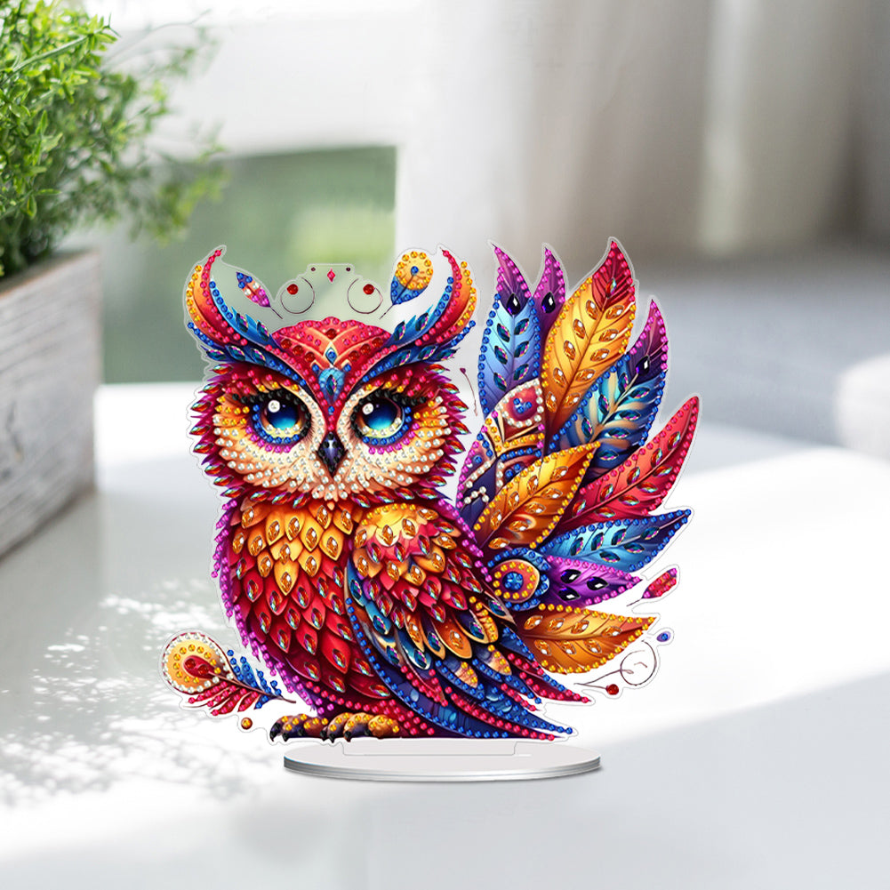 Acrylic Owl Table Top Diamond Painting Ornament Kits Desktop Diamond Art Kits