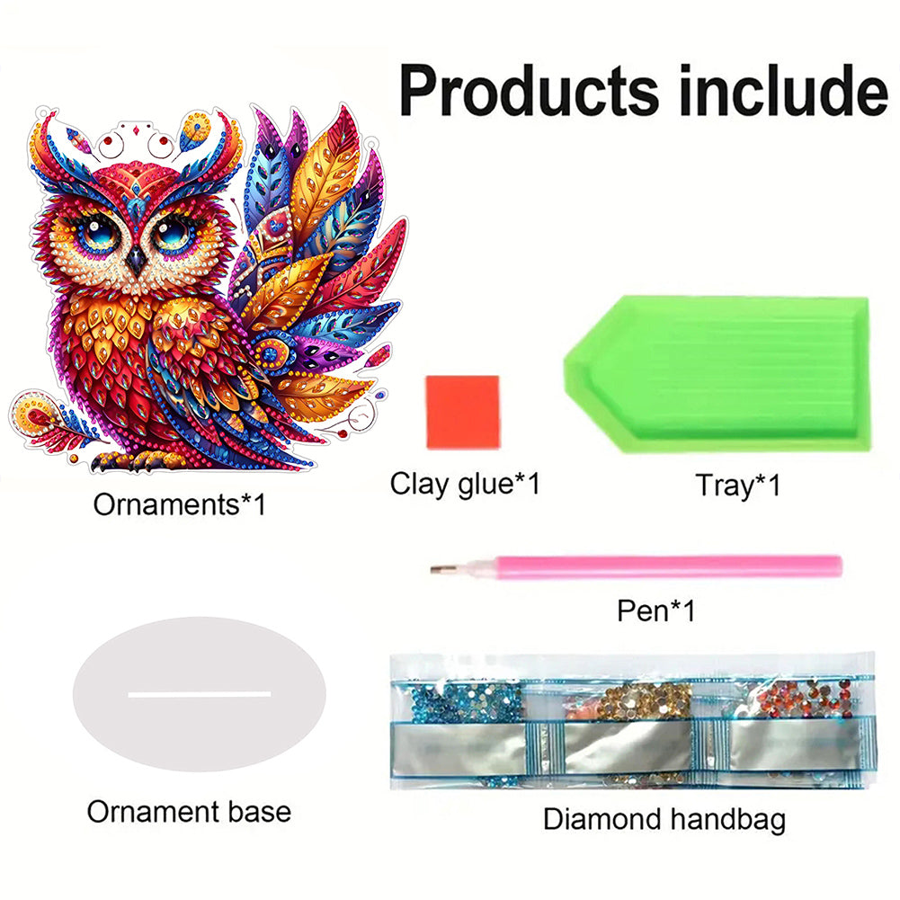 Acrylic Owl Table Top Diamond Painting Ornament Kits Desktop Diamond Art Kits