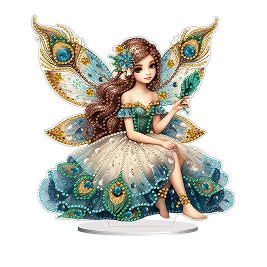 Acrylic Peacock Fairy Girl 5D DIY Diamond Art Tabletop Decorations Bedroom Decor