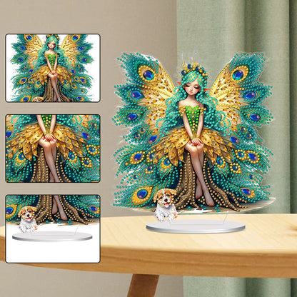 Acrylic Peacock Fairy Girl 5D DIY Diamond Art Tabletop Decorations Bedroom Decor