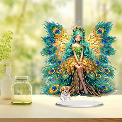 Acrylic Peacock Fairy Girl 5D DIY Diamond Art Tabletop Decorations Bedroom Decor