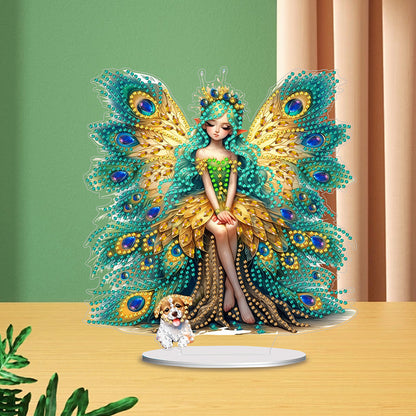 Acrylic Peacock Fairy Girl 5D DIY Diamond Art Tabletop Decorations Bedroom Decor