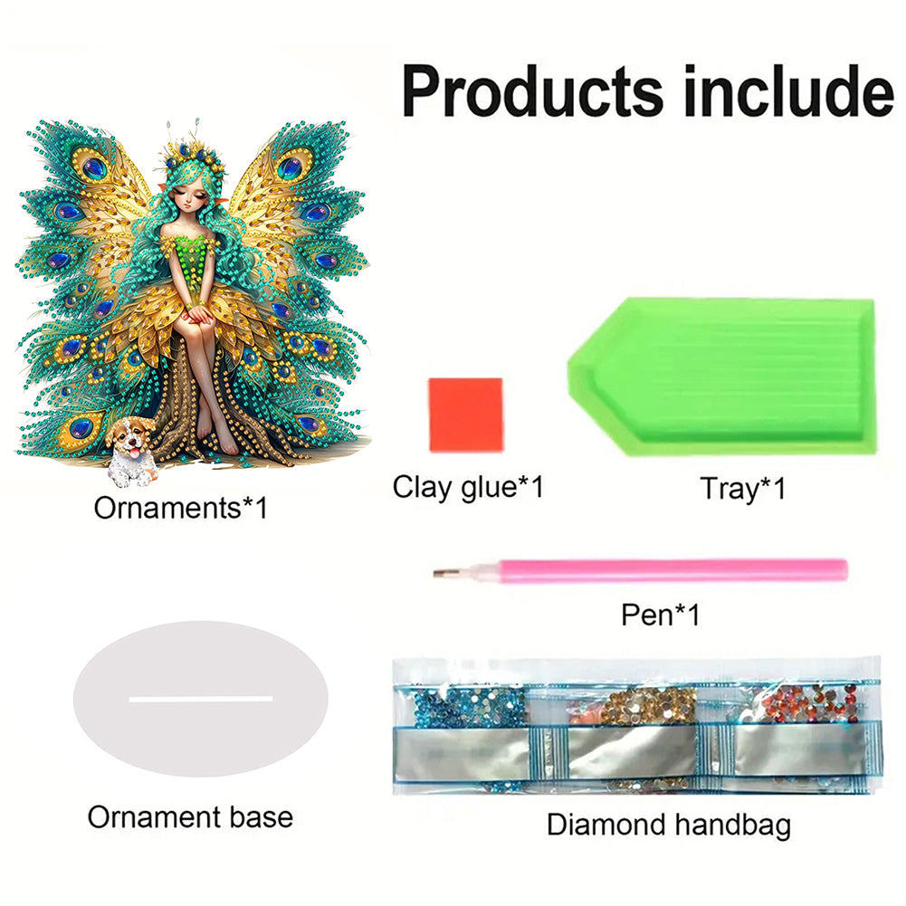 Acrylic Peacock Fairy Girl 5D DIY Diamond Art Tabletop Decorations Bedroom Decor