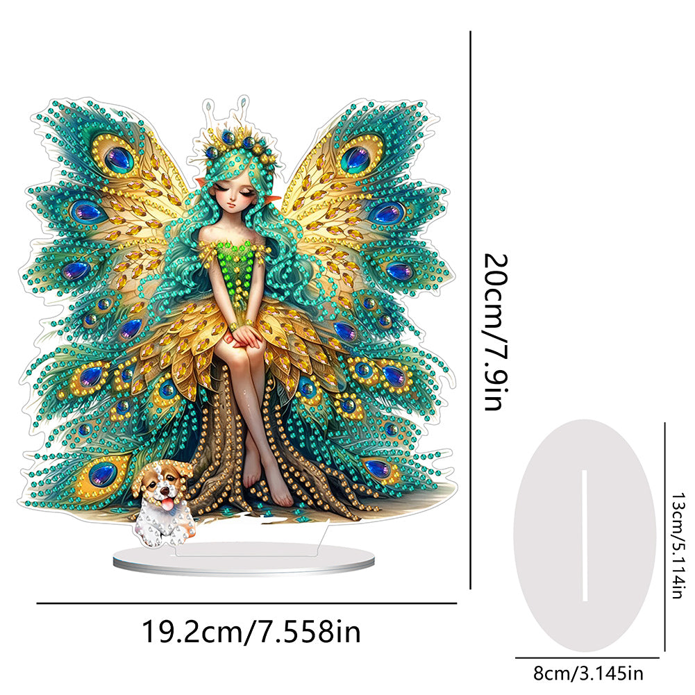 Acrylic Peacock Fairy Girl 5D DIY Diamond Art Tabletop Decorations Bedroom Decor