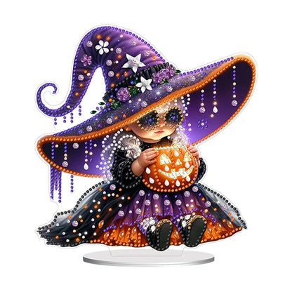 Acrylic Halloween Pumpkin Witch DIY Diamond Painting Home Desktop Ornaments Kit