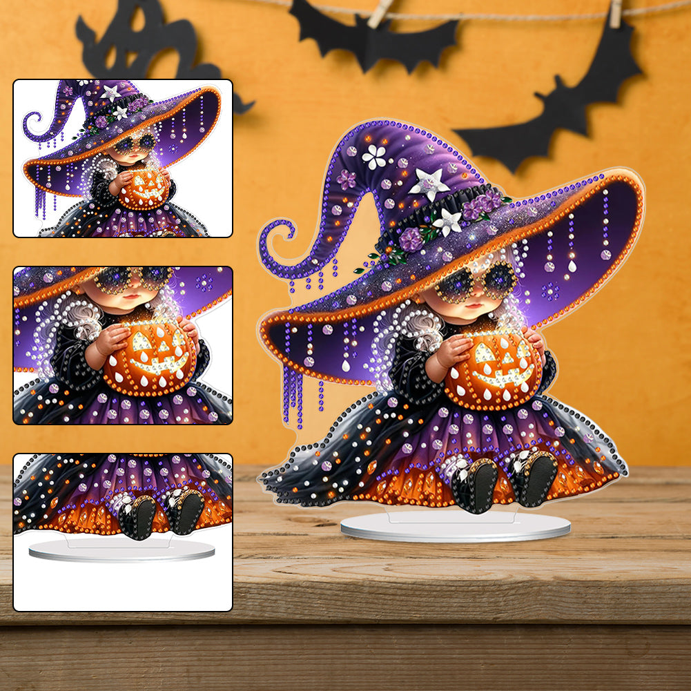 Acrylic Halloween Pumpkin Witch DIY Diamond Painting Home Desktop Ornaments Kit