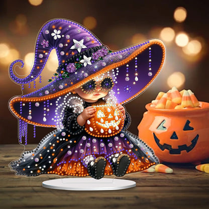 Acrylic Halloween Pumpkin Witch DIY Diamond Painting Home Desktop Ornaments Kit