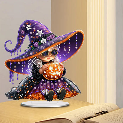 Acrylic Halloween Pumpkin Witch DIY Diamond Painting Home Desktop Ornaments Kit