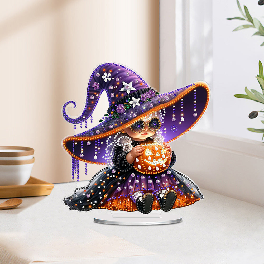 Acrylic Halloween Pumpkin Witch DIY Diamond Painting Home Desktop Ornaments Kit