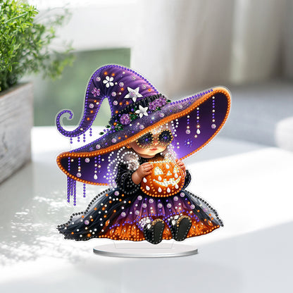 Acrylic Halloween Pumpkin Witch DIY Diamond Painting Home Desktop Ornaments Kit