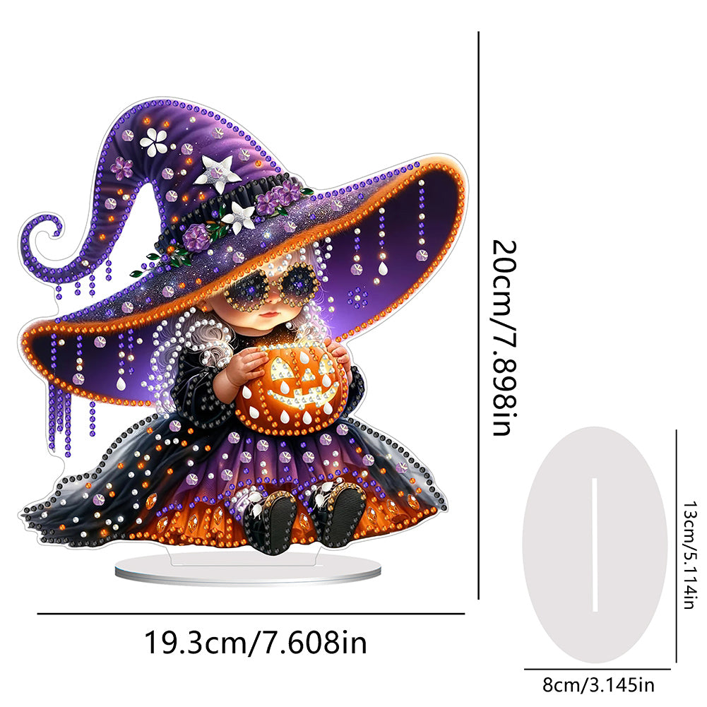 Acrylic Halloween Pumpkin Witch DIY Diamond Painting Home Desktop Ornaments Kit