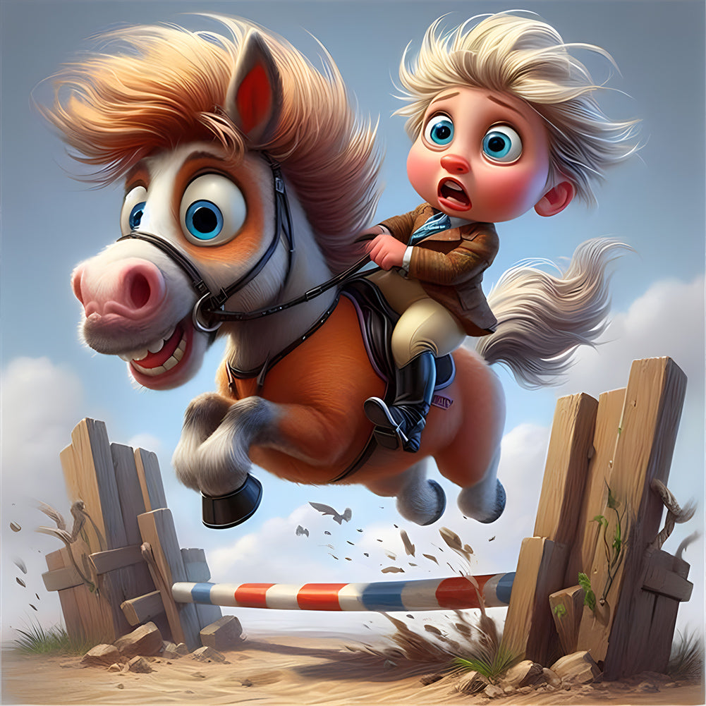 Horse Riding Kid - Full Round Drill Diamond Painting 30*30CM