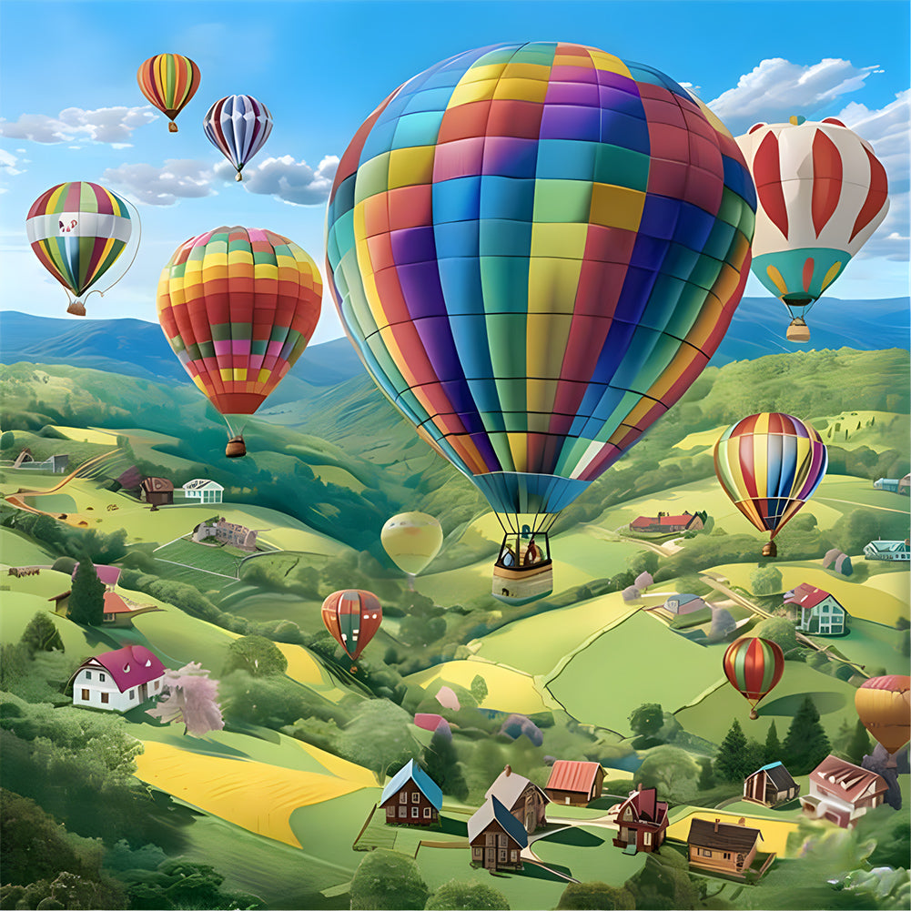 Hot Air Balloon - Full Round Drill Diamond Painting 30*30CM