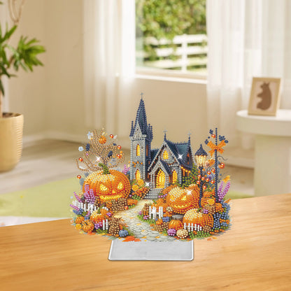 Acrylic Special Shaped Halloween Pumpkin Church 5D DIY Diamond Art Table Decor