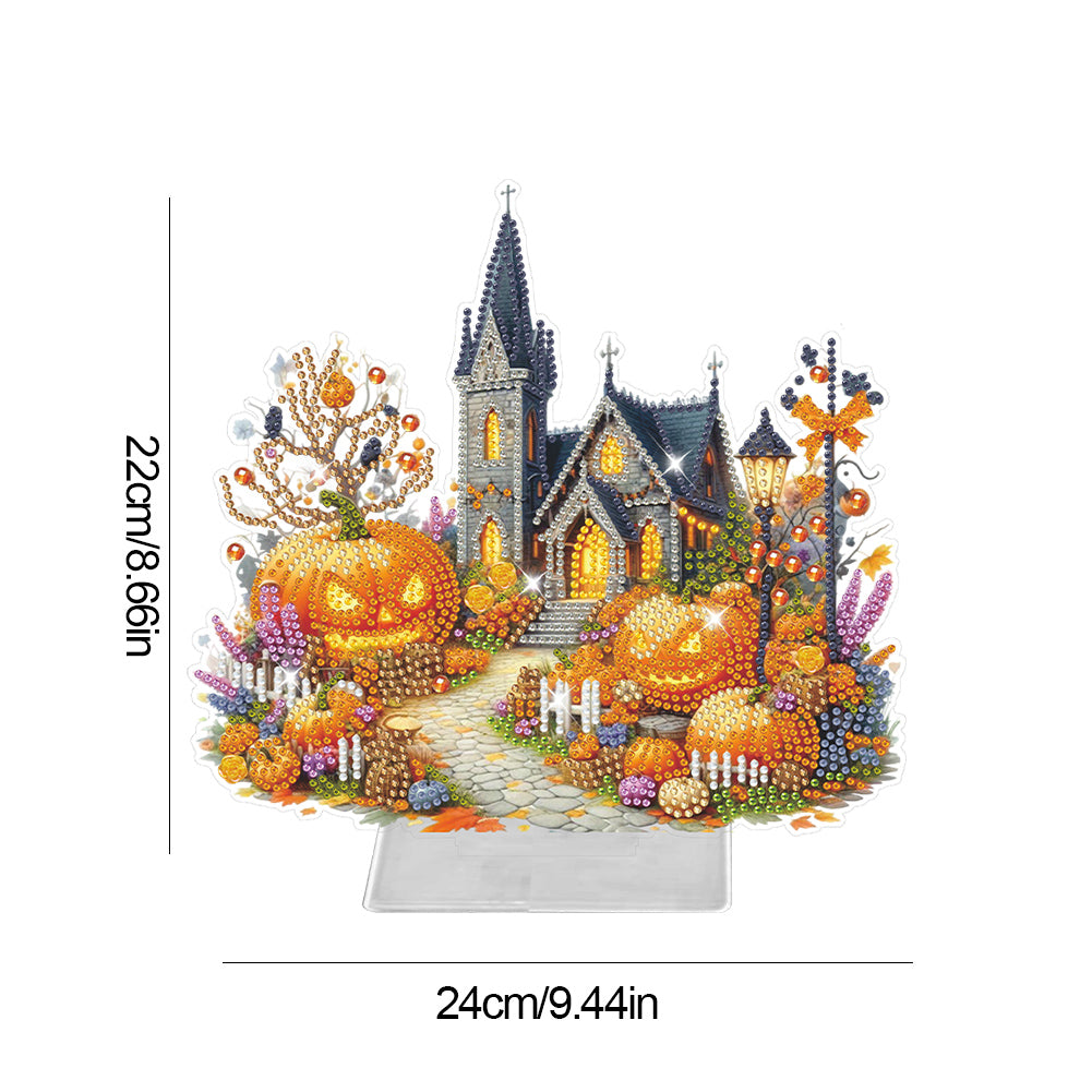 Acrylic Special Shaped Halloween Pumpkin Church 5D DIY Diamond Art Table Decor