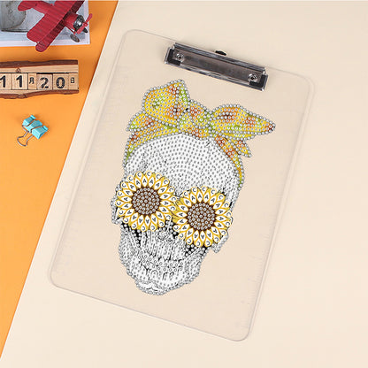 Acrylic Skull 5D DIY Diamond Painting File Folder Clipboard Office Stationary