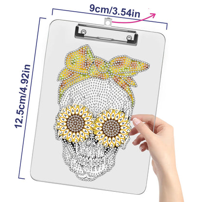 Acrylic Skull 5D DIY Diamond Painting File Folder Clipboard Office Stationary