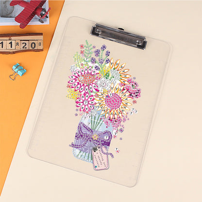 Acrylic Vase 5D DIY Diamond Painting File Folder Clipboard Office Stationary
