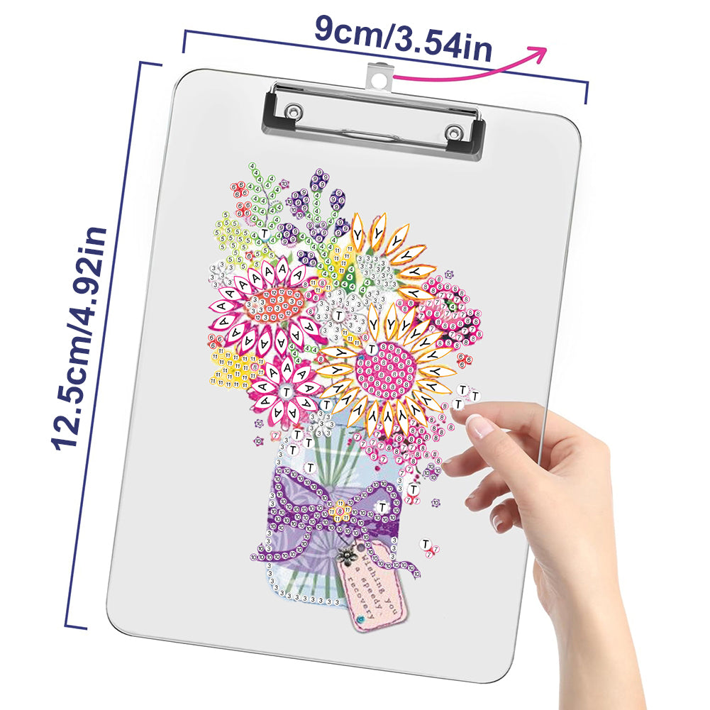 Acrylic Vase 5D DIY Diamond Painting File Folder Clipboard Office Stationary