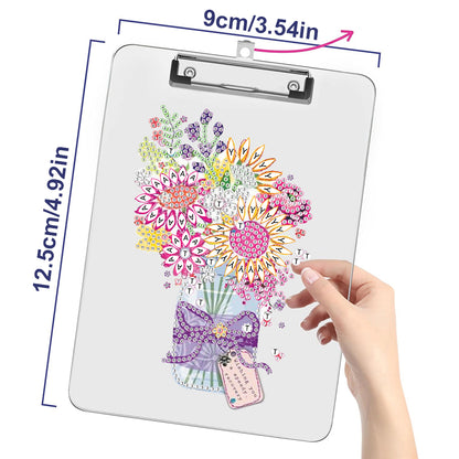 Acrylic Vase 5D DIY Diamond Painting File Folder Clipboard Office Stationary