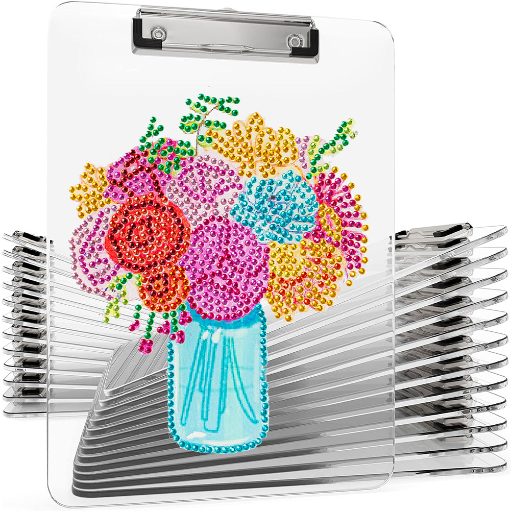 Acrylic Vase 5D DIY Diamond Painting File Folder Clipboard Office Stationary