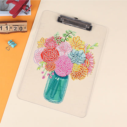 Acrylic Vase 5D DIY Diamond Painting File Folder Clipboard Office Stationary