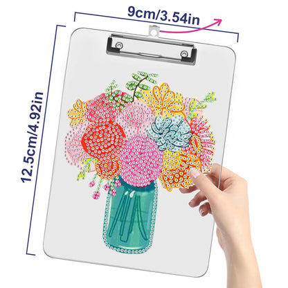 Acrylic Vase 5D DIY Diamond Painting File Folder Clipboard Office Stationary