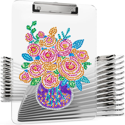 Acrylic Vase 5D DIY Diamond Painting File Folder Clipboard Office Stationary